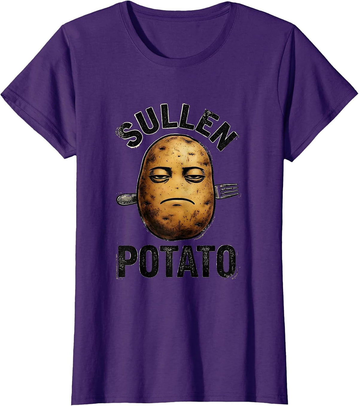 Women's Sullen Potato Funny Grouchy Potato Couple Matching T-Shirt - Purple