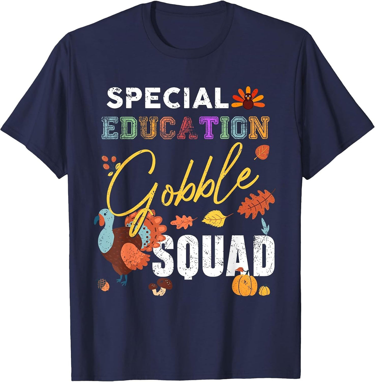 Special Education Gobble Squad Thanksgiving Matching T-Shirt - Navy Blue