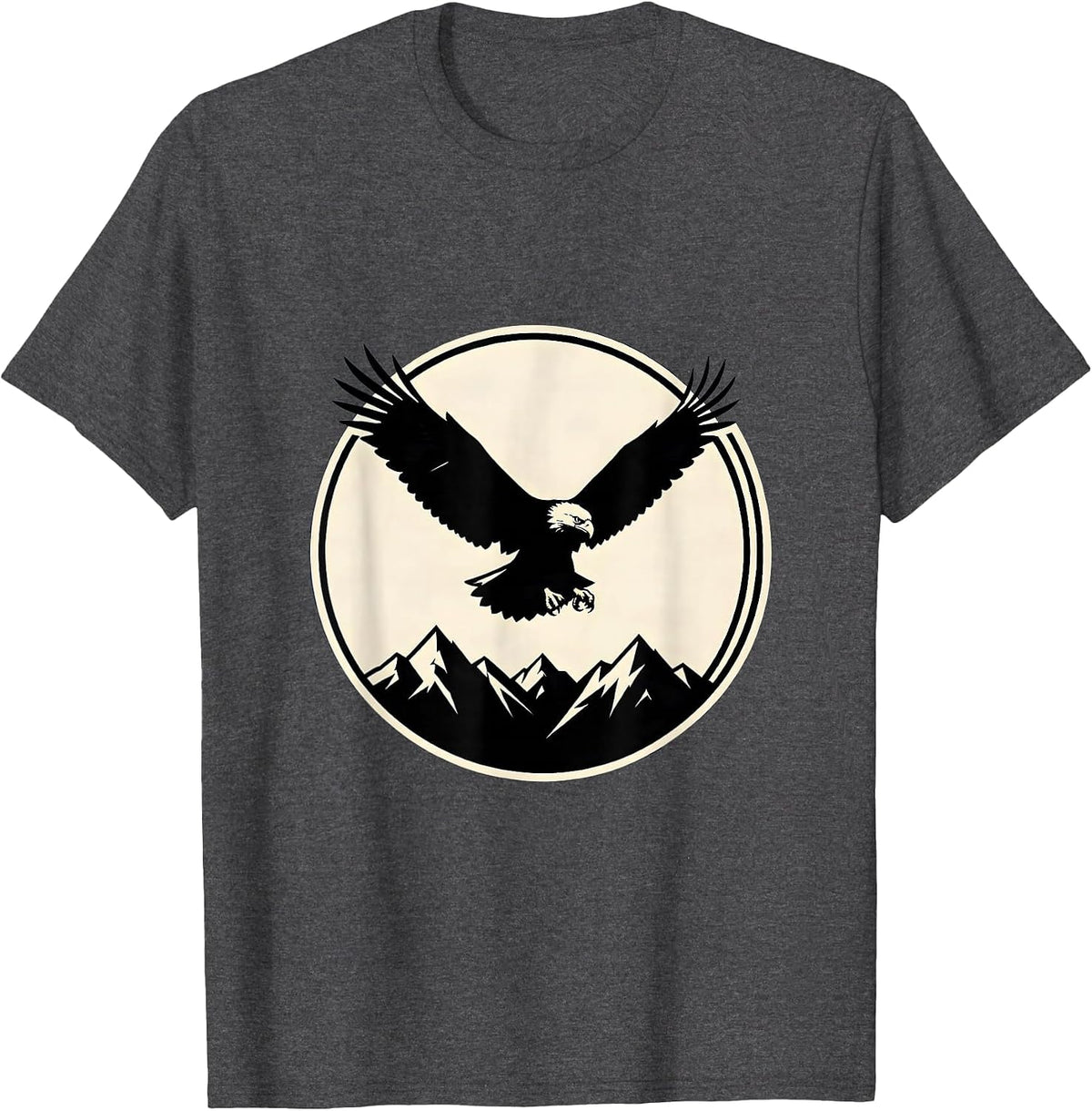 Live Free Eagle Soaring Over Mountain Peaks T-Shirt - Dark Heather Grey