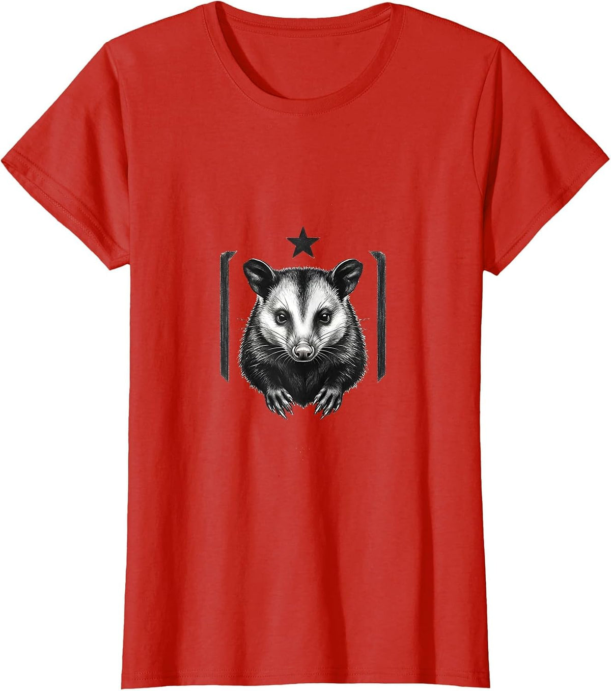 Opossum Bust Minimalist Animal Meme Humor T-Shirt - Red