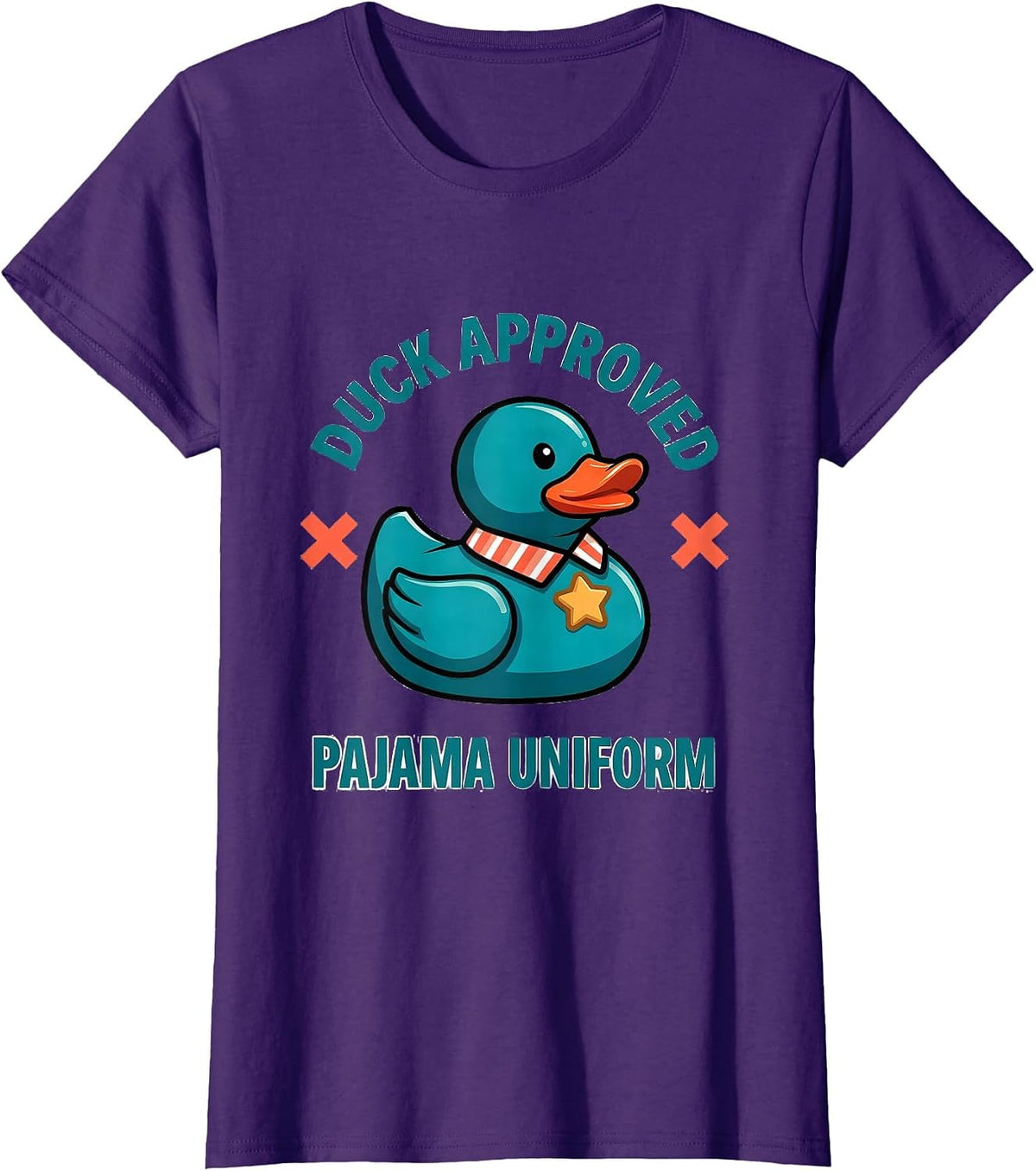 Women's Duck Approved Pajama Uniform Funny Christmas Duck Lover T-Shirt - Purple