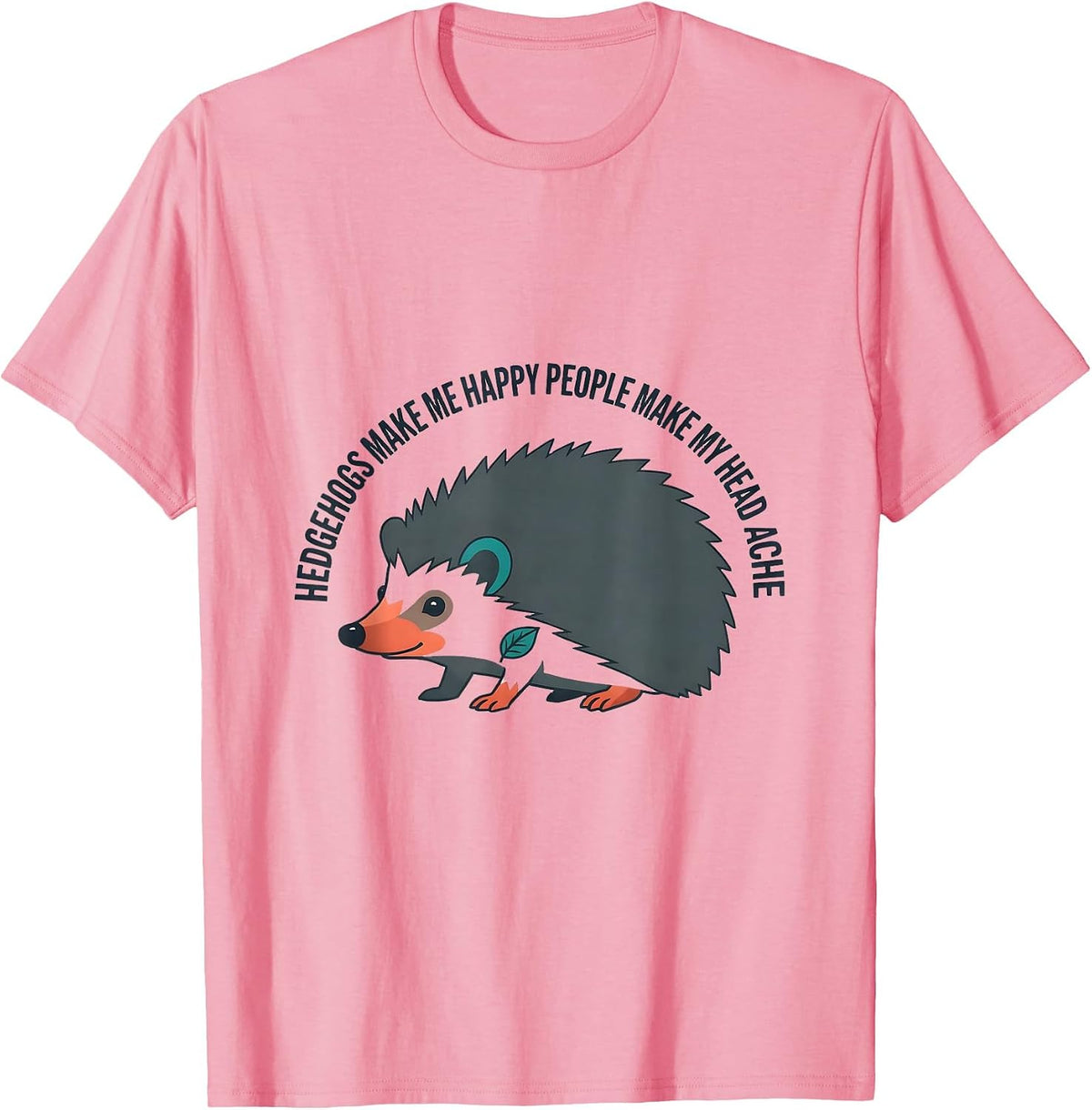 Men's Hedgehogs Make Me Happy People Make My Head Ache Funny T-Shirt - Pink