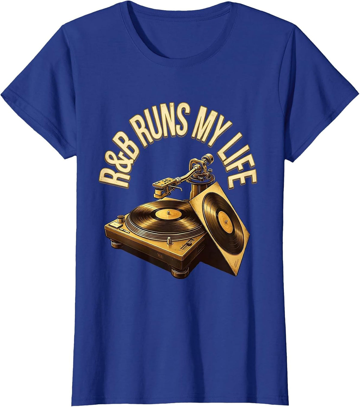 Women's R&B Runs My Life Nostalgic 90s Retro Music Fan Throwback T-Shirt - Royal Blue