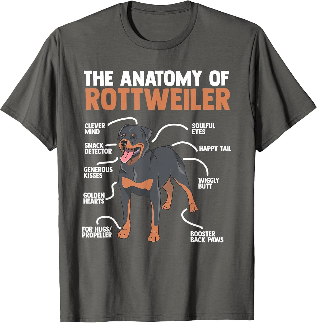 The Anatomy of A Rottweiler for Any Rottweiler Lover T-Shirt - Asphalt Grey