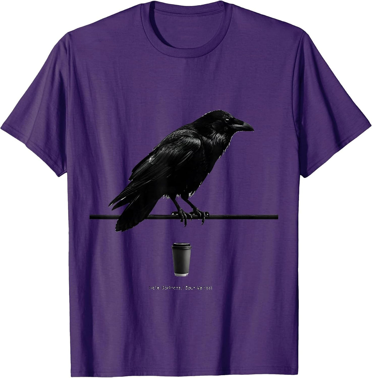 Hello, Darkness. I Spun Up Fast Minimalist Raven Coffee Dark T-Shirt - Purple