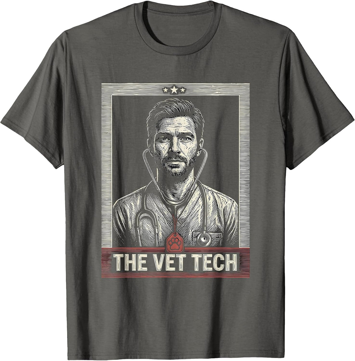 The Vet Tech Tarot Card Skeleton Stethoscope Veterinarian T-Shirt - Asphalt Grey