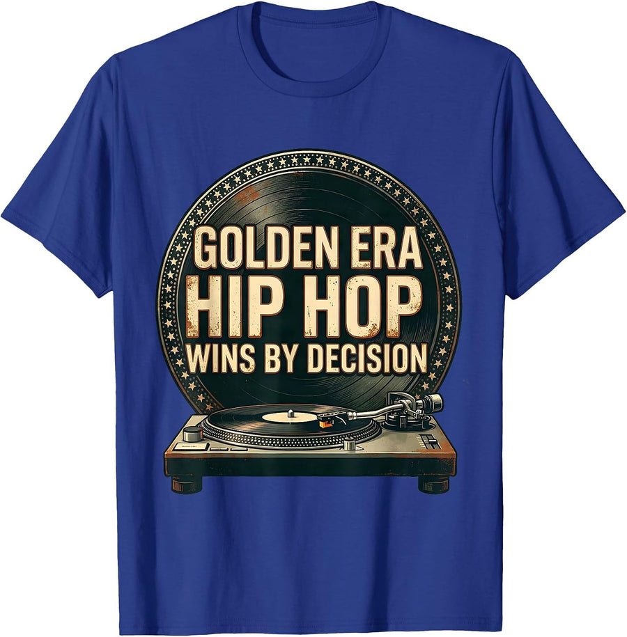 Golden Era Hip Hop Wins By Decision Vintage Retro Rap Music T-Shirt - Royal Blue