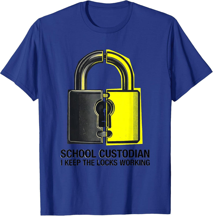 School Custodian, I Keep The Locks Working Funny T-Shirt - Royal Blue