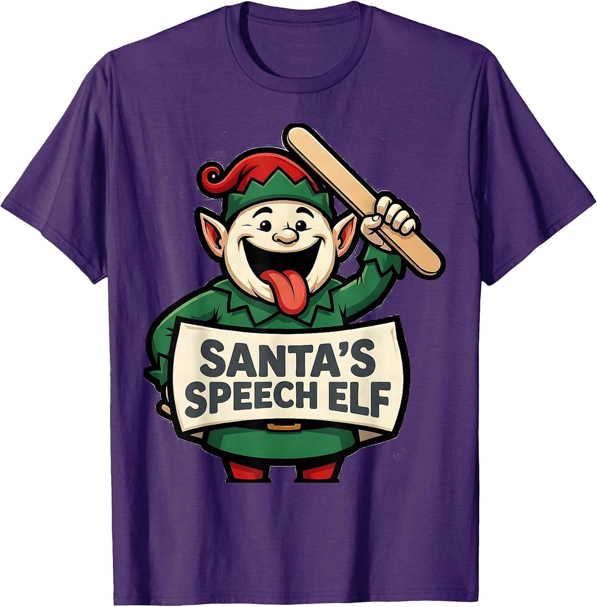 Santa's Speech Elf Funny Speech Therapist SLP Christmas T-Shirt - Purple