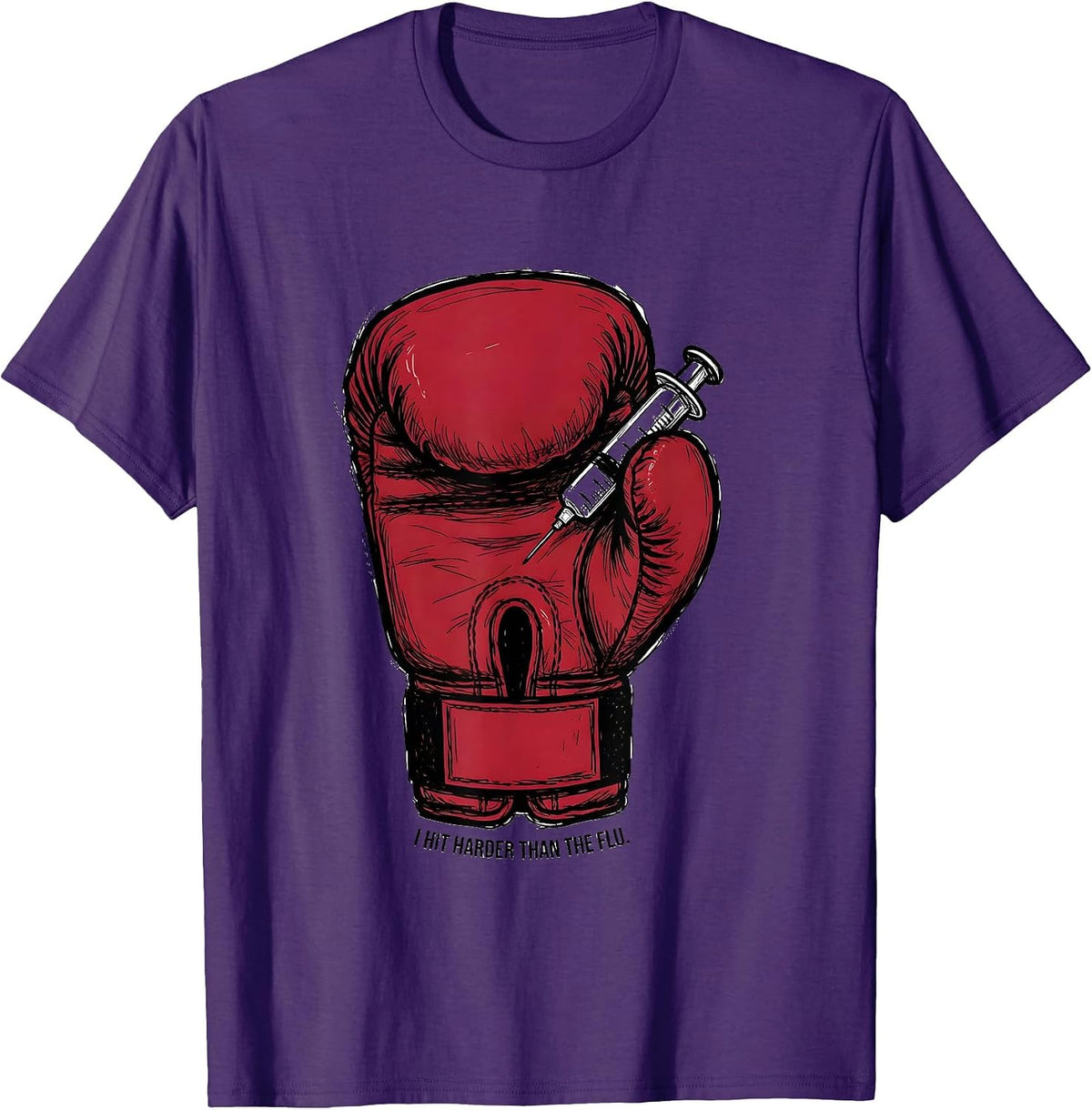 Men's I Hit Harder Than The Flu Funny Nurse Doctor Vaccine Humor T-Shirt - Purple