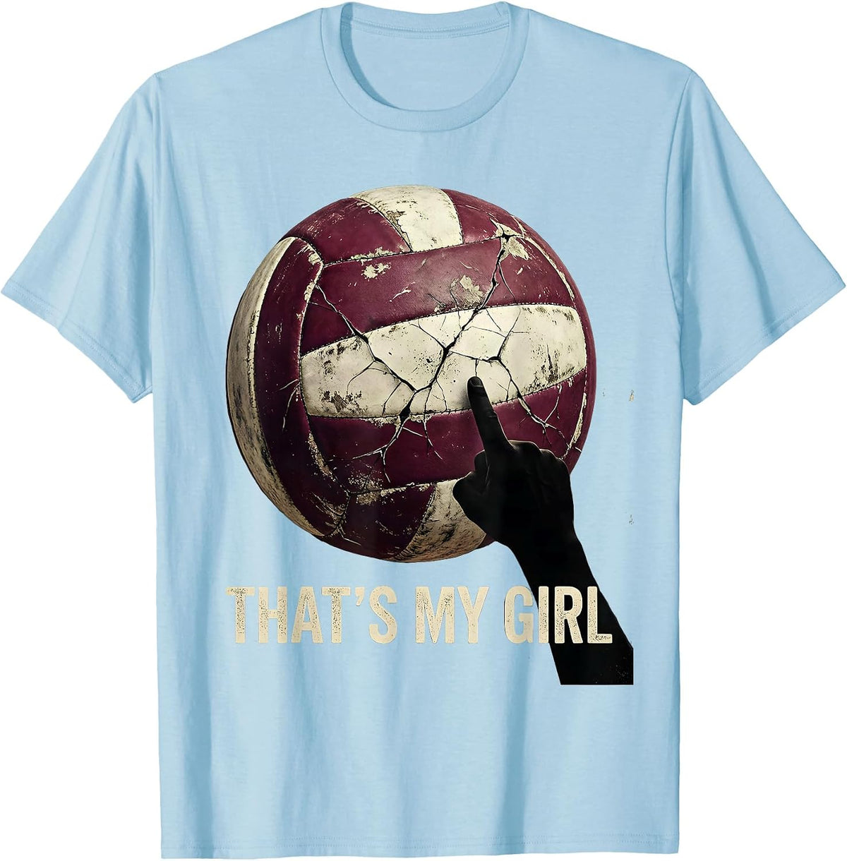 Men's That's My Girl Distressed Volleyball Mom Game Day Team T-Shirt - Baby Blue