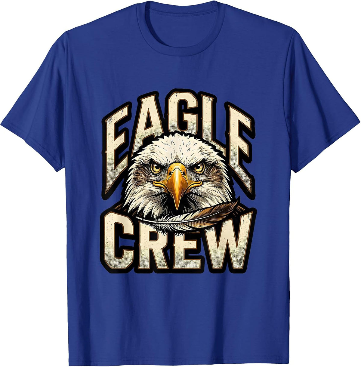 Men's Eagle Crew Bold Vintage Eagle Mascot Fan Pride Family T-Shirt - Royal Blue