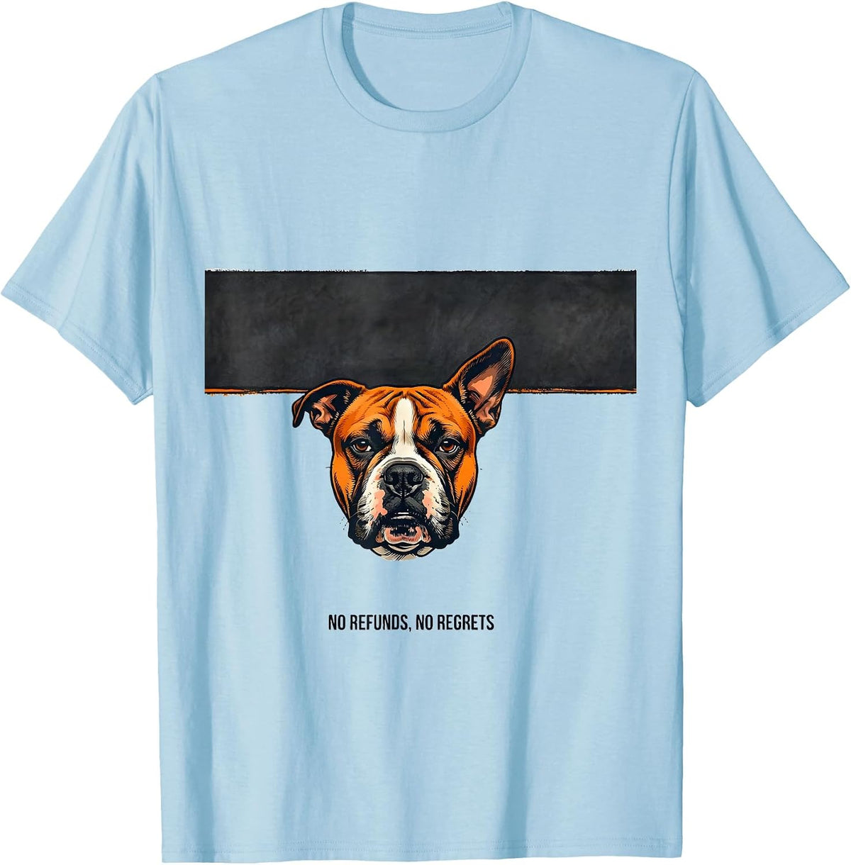 Men's No Refunds, No Regrets Playful Bull Terrier Dog Pocket T-Shirt - Baby Blue