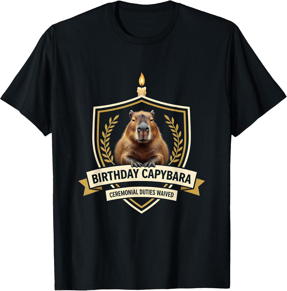 Men's Birthday Capybara, Ceremonial Duties Waived Funny T-Shirt - Black