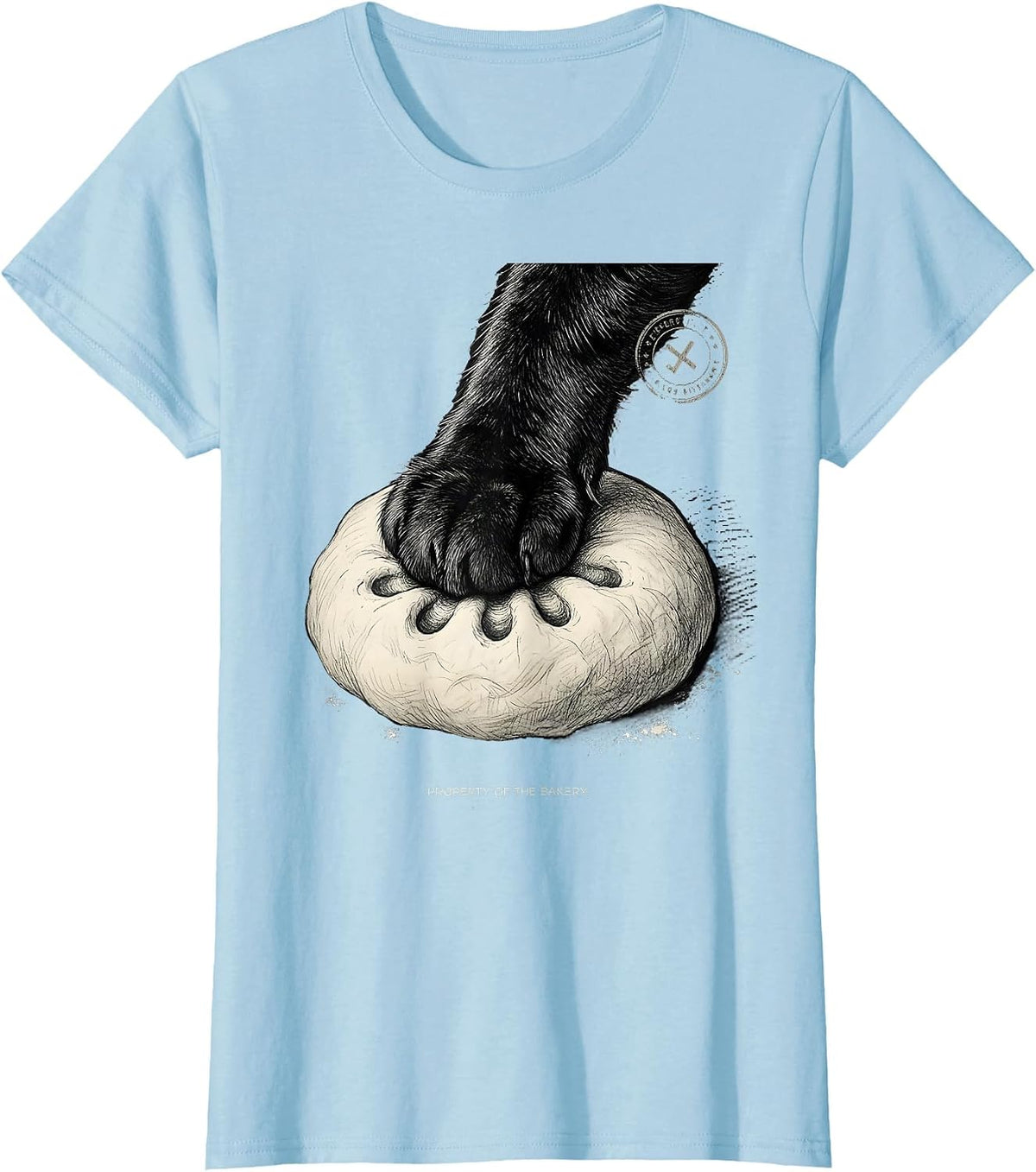 Property Of The Bakery Funny Black Cat Bakery Lover Humor T-Shirt - Baby Blue