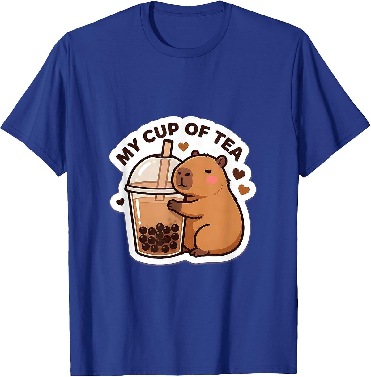 My Cup of Tea Cute Kawaii Capybara Boba Tea Anime T-Shirt - Royal Blue