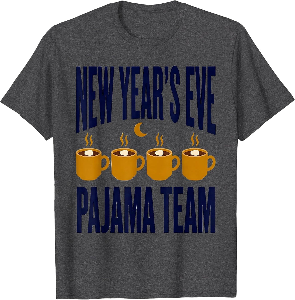 Men's New Year's Eve Pajama Team Funny Matching Family Party Wear T-Shirt - Dark Heather Grey