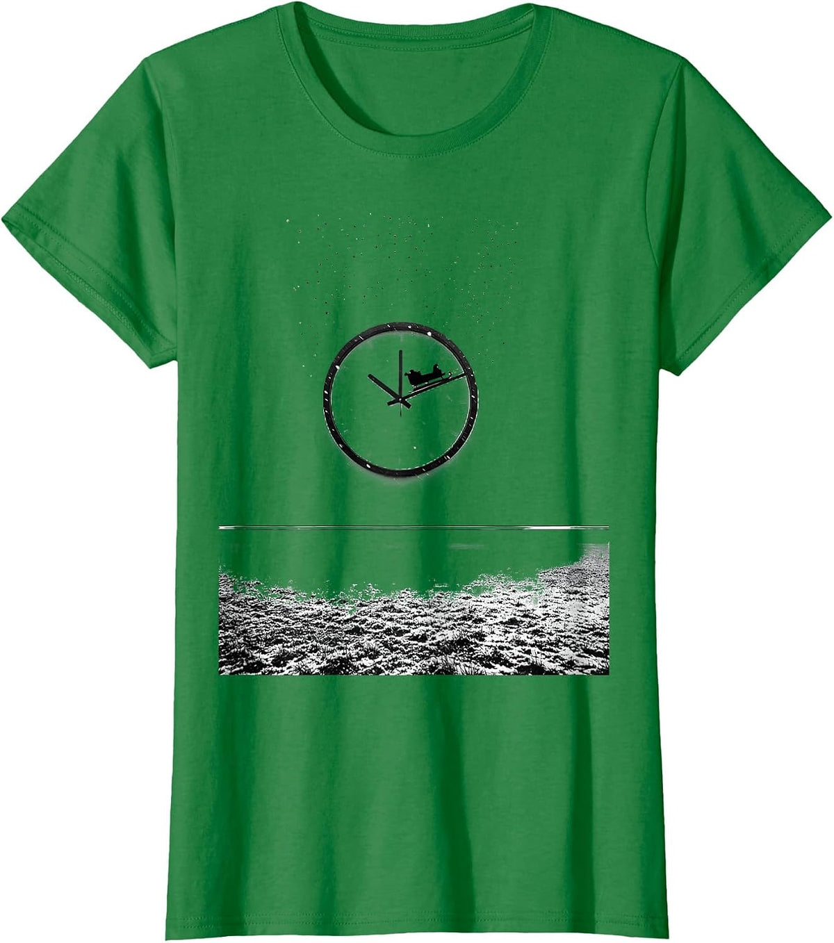 Sled Clock Minimalist Snowmobile Rider Winter Humor T-Shirt - Kelly Green
