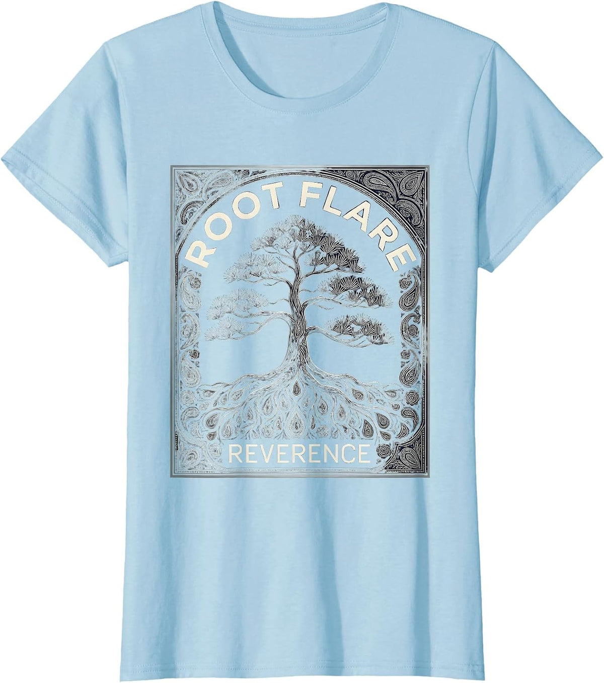 Root Flare Reverence Zen Bonsai Tree Japanese Meditation T-Shirt - Baby Blue