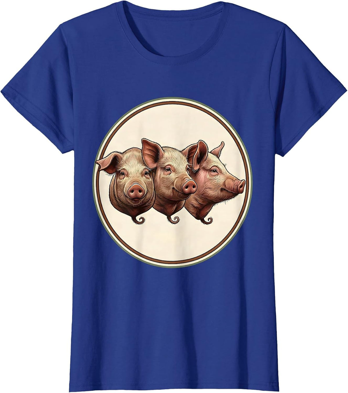Women's Sealed Pig Badge Guinea Pig Lover Funny Pet Humor T-Shirt - Royal Blue