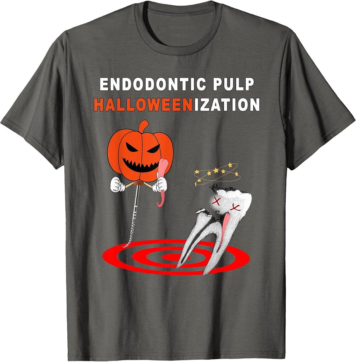 Endodontist Dentist Halloween Funny tee T-Shirt - Asphalt Grey