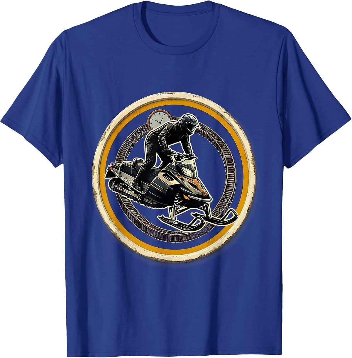 Snowmobile Rider Badge Vintage Emblem Winter Humor T-Shirt - Royal Blue