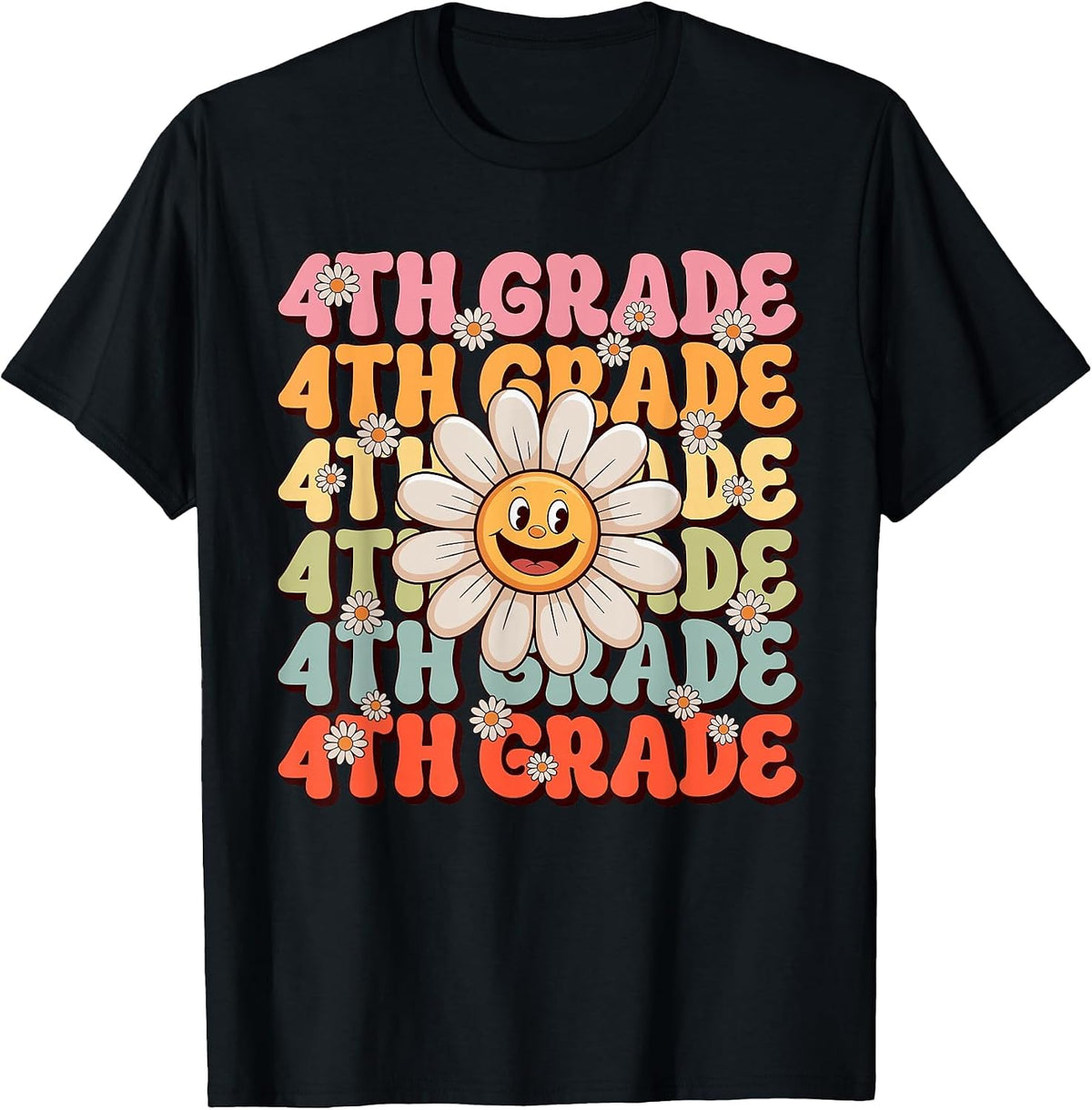 Cute 4th Grade First Day of School Teacher Back to School T-Shirt - Black