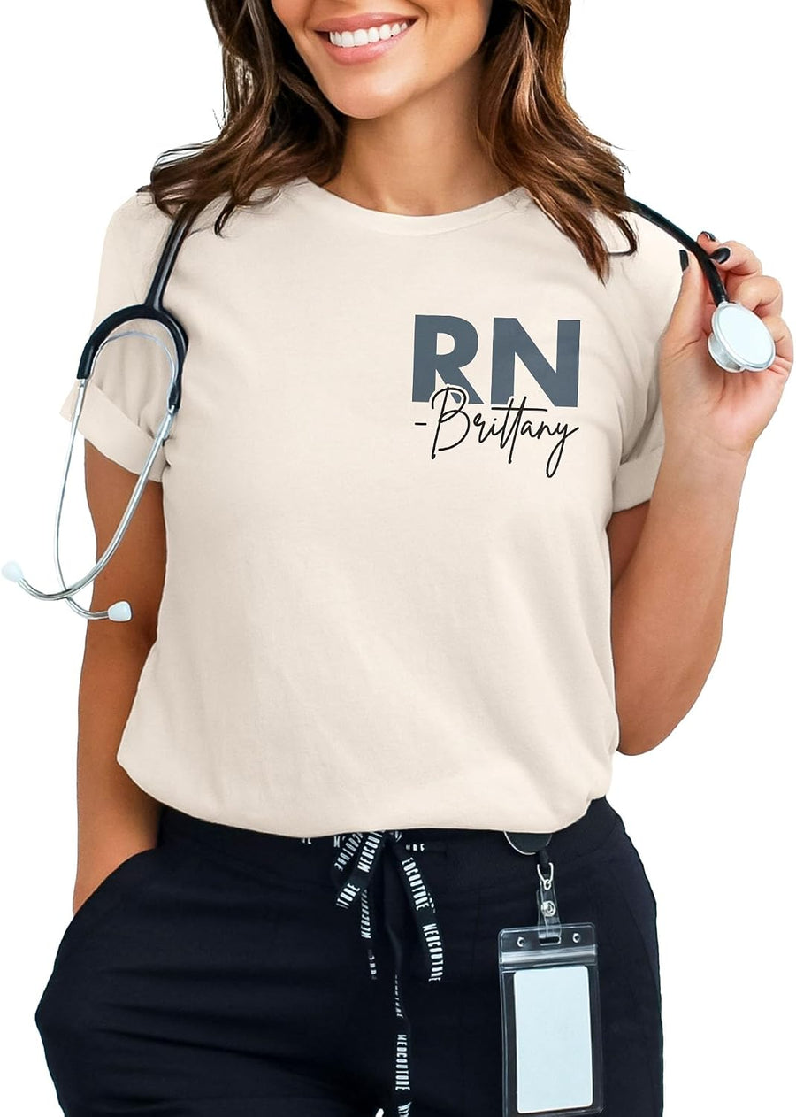 Custom RN T-Shirt, Personalized Name Registered Nurse Gift, Nurses Week Appreciation Graduation Shirt, Nurse Life Gifts for