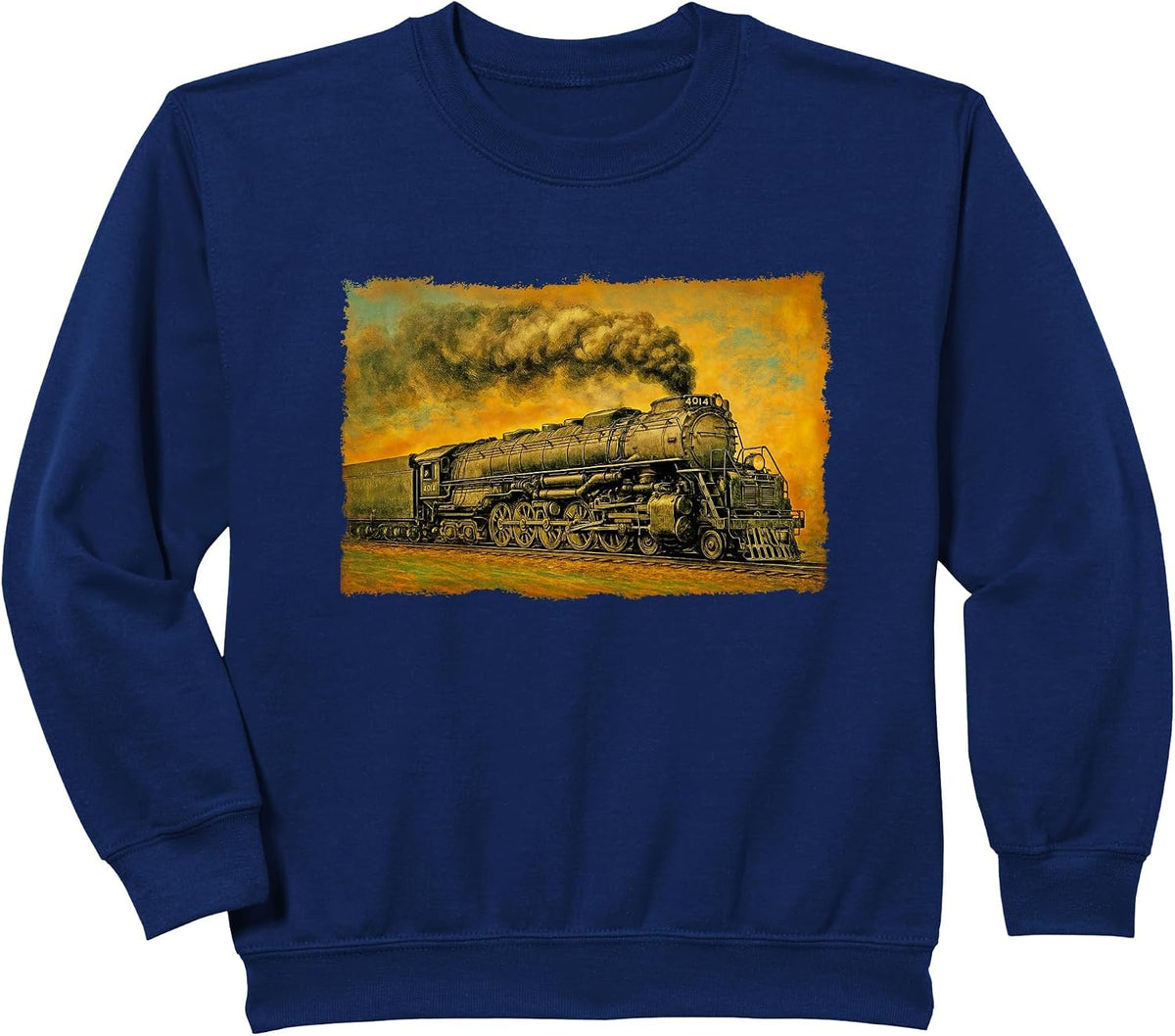 1940s Big Boy Steam Engine Locomotive - Vintage 4014 Train Sweatshirt - Navy Blue