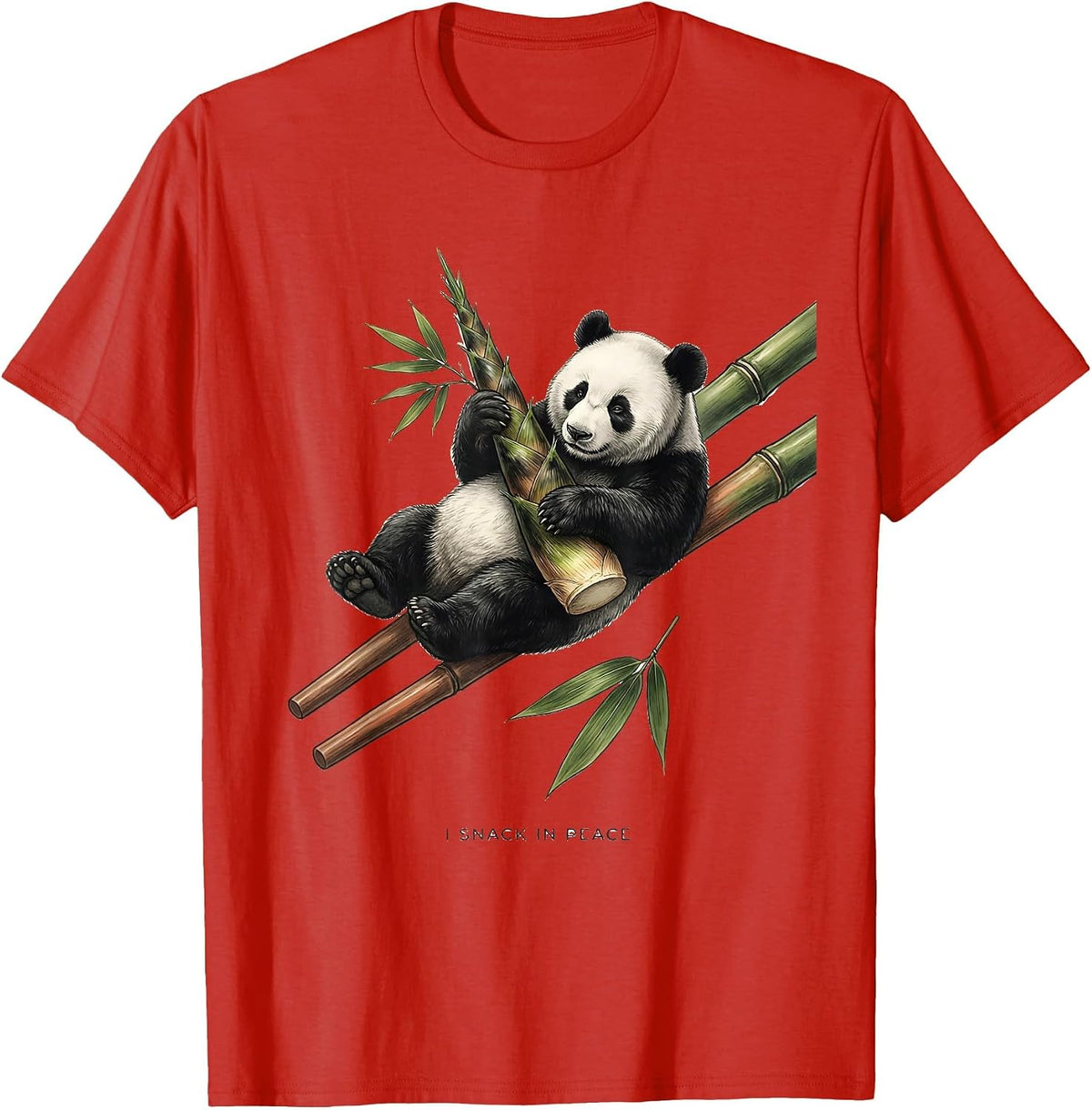 Men's I Snack In Peace Cute Panda Lover Humor Gift for Kids Teens T-Shirt - Red