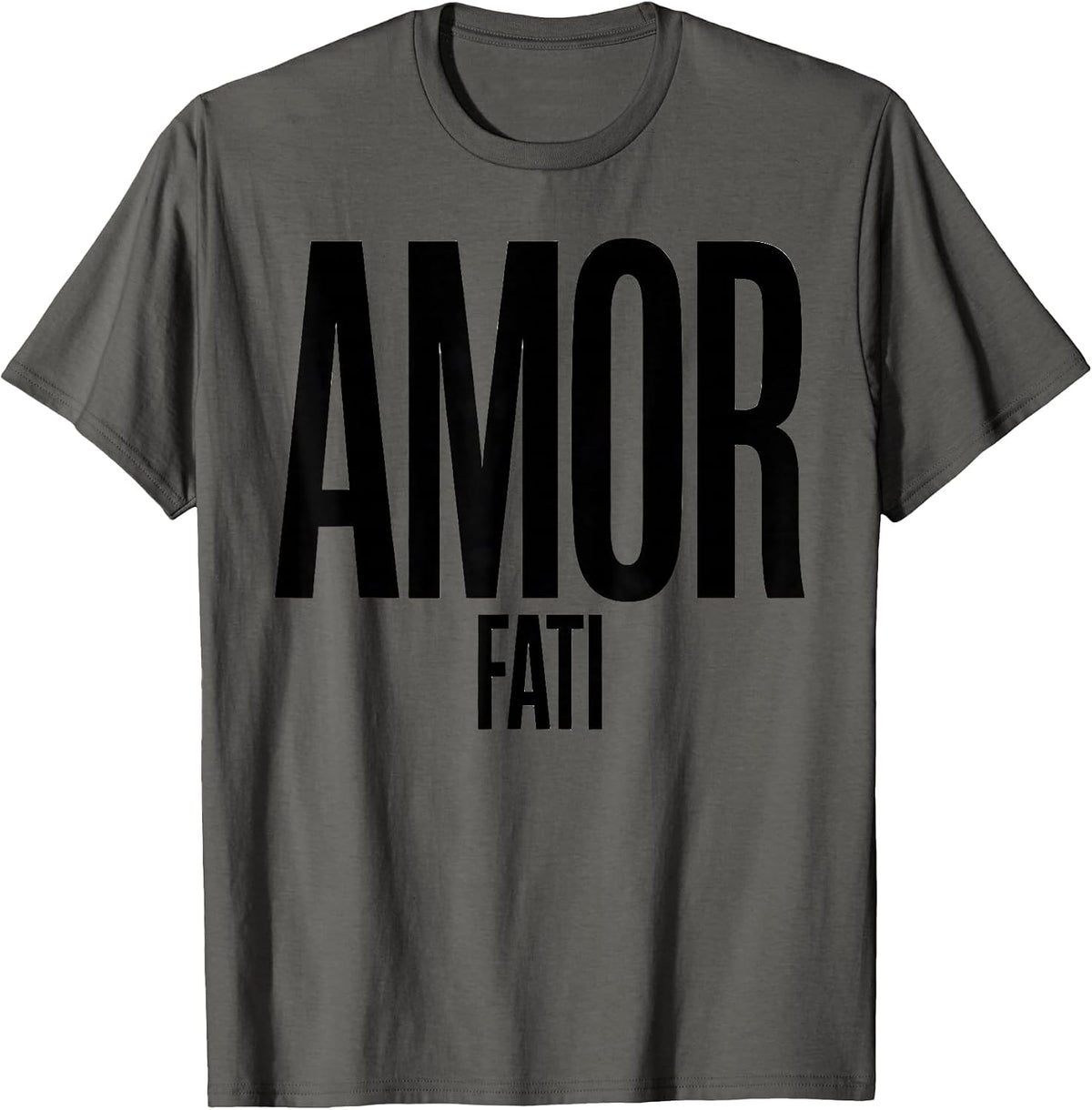 Men's AMOR FATI Stoic Philosophy Quote Memento Mori Reader Gift T-Shirt - Asphalt Grey