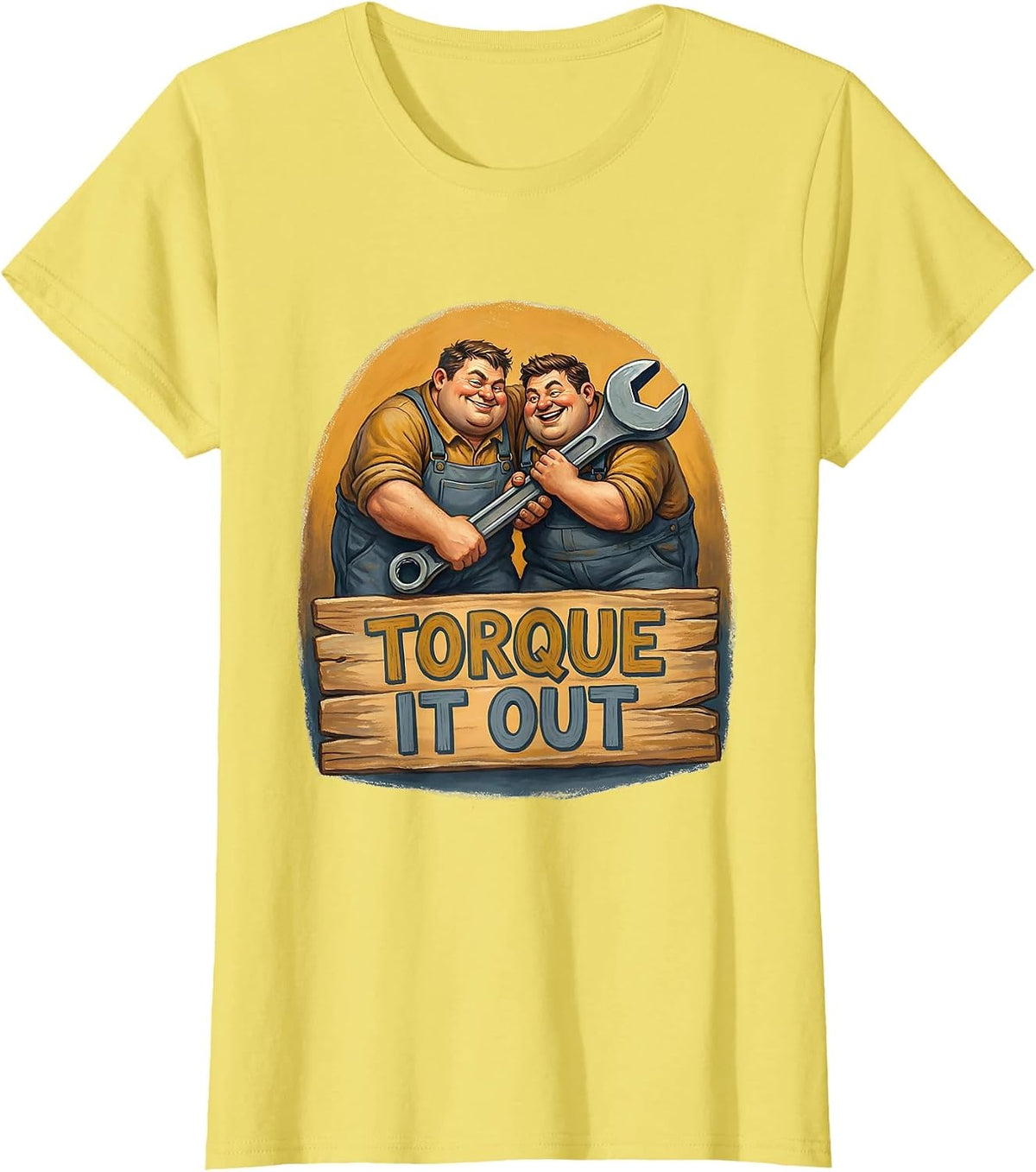 Torque It Out Mechanic Wrench Design T-Shirt - Lemon Yellow