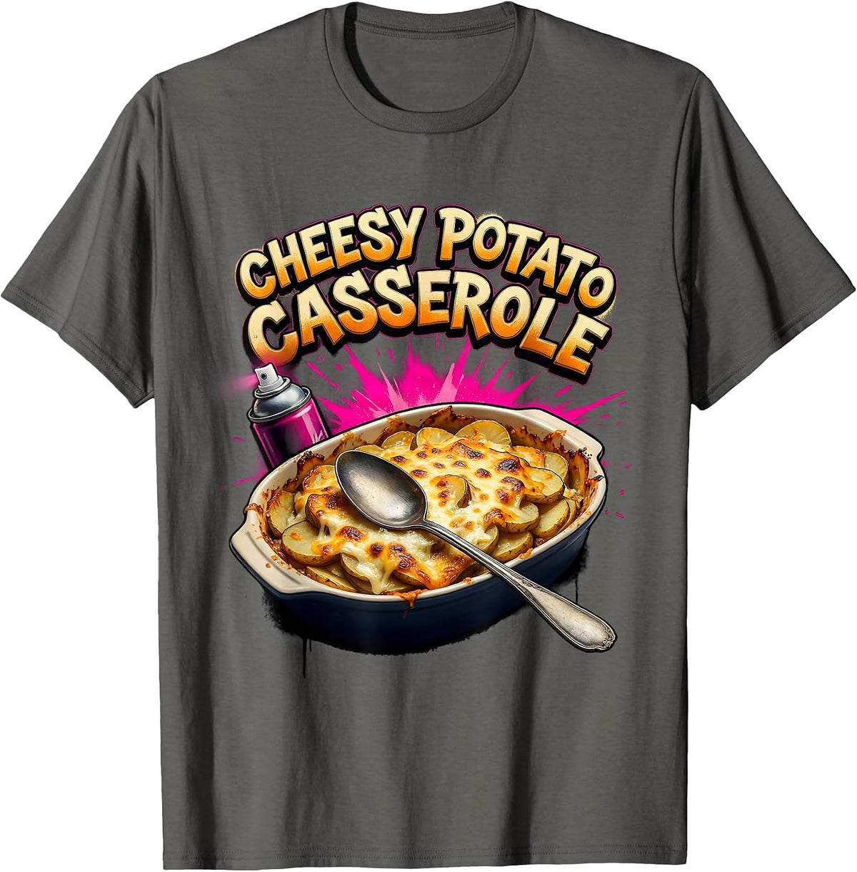 Men's Cheesy Potato Casserole Bootleg 90's Rap Rock Funny T-Shirt - Asphalt Grey