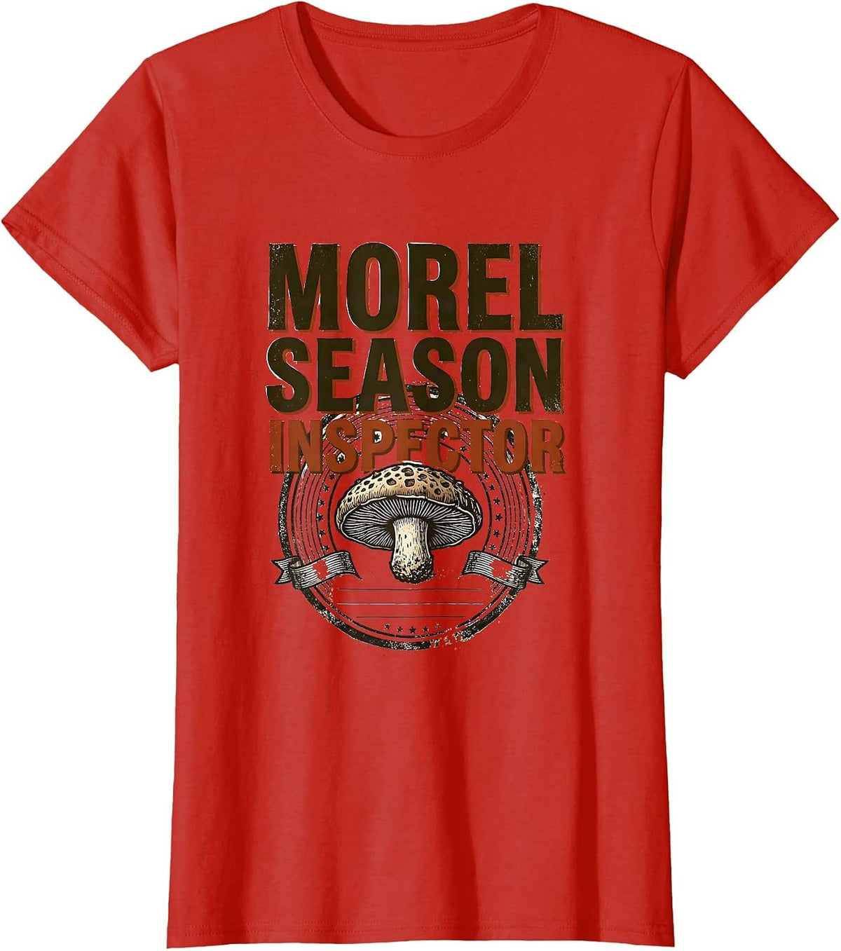 Morel Season Inspector Funny Mushroom Forager Mycology Humor T-Shirt - Red