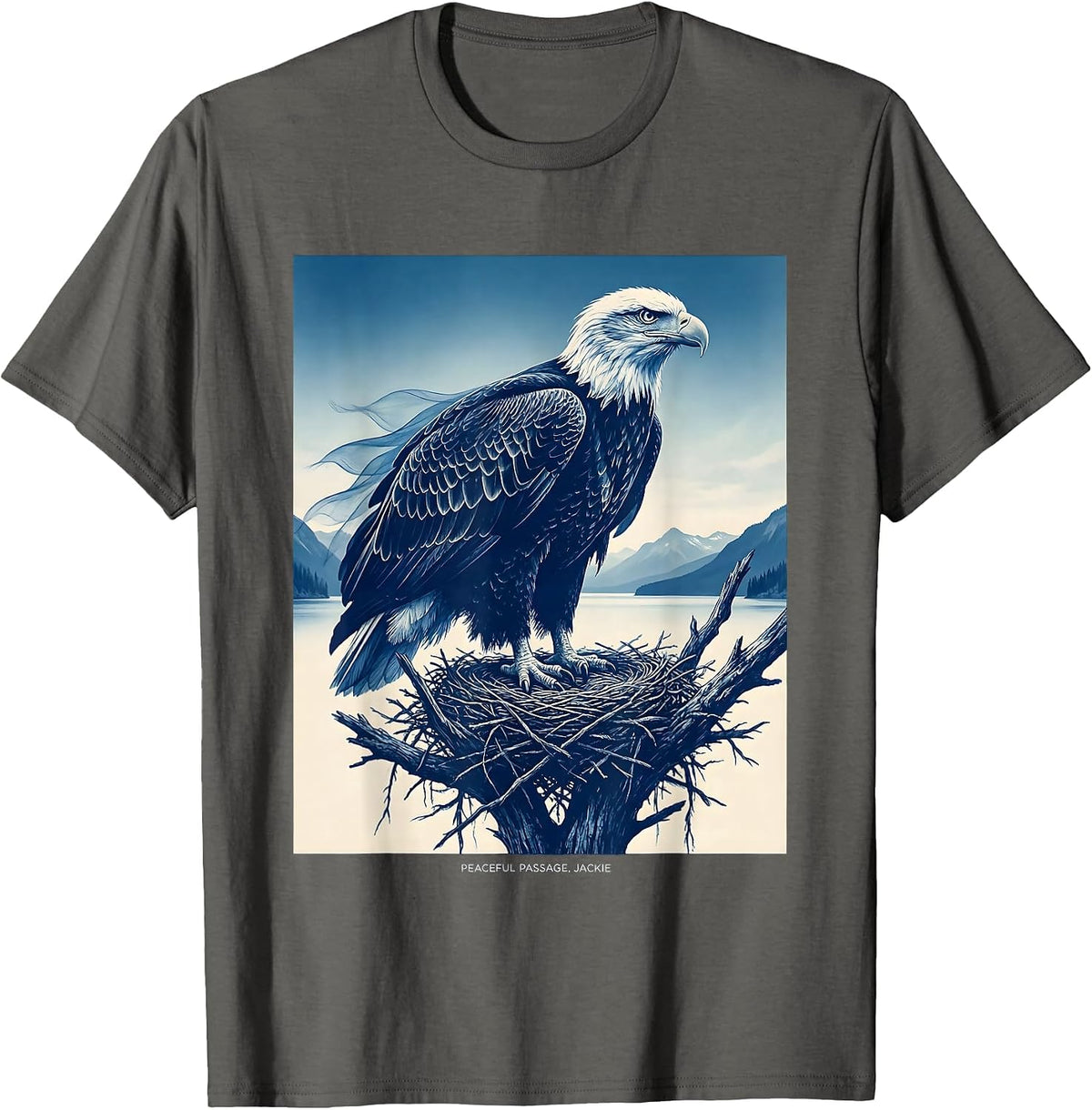 Men's Peaceful Passage Jackie Vintage Eagle Memorial Tribute T-Shirt - Asphalt Grey
