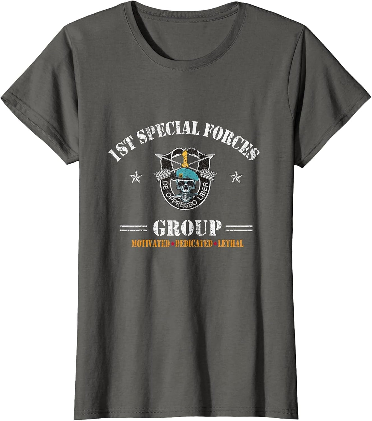 Proud 1st Special Forces Group (1st SFG) Shirt - 4th of July T-Shirt - Asphalt Grey