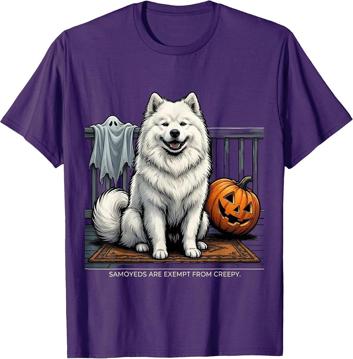 Samoyeds Are Exempt From Creepy Funny Dog Halloween T-Shirt - Purple