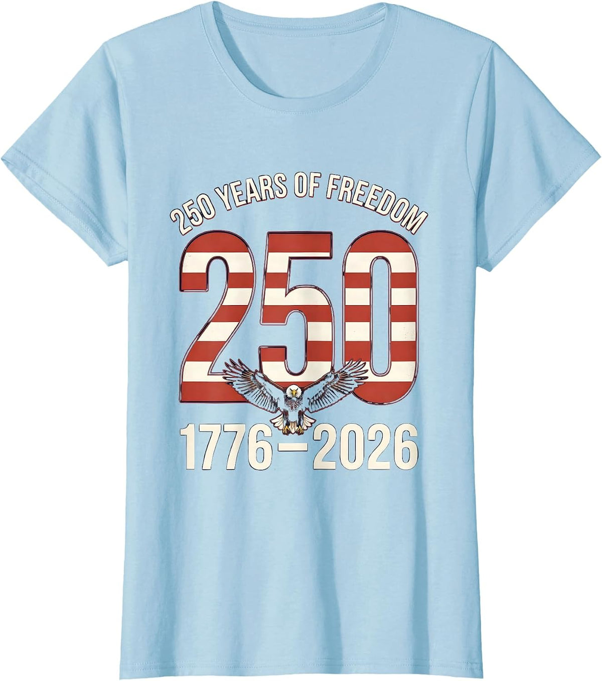 250 Years of Freedom 1776-2026 Patriotic Eagle T-Shirt - Baby Blue