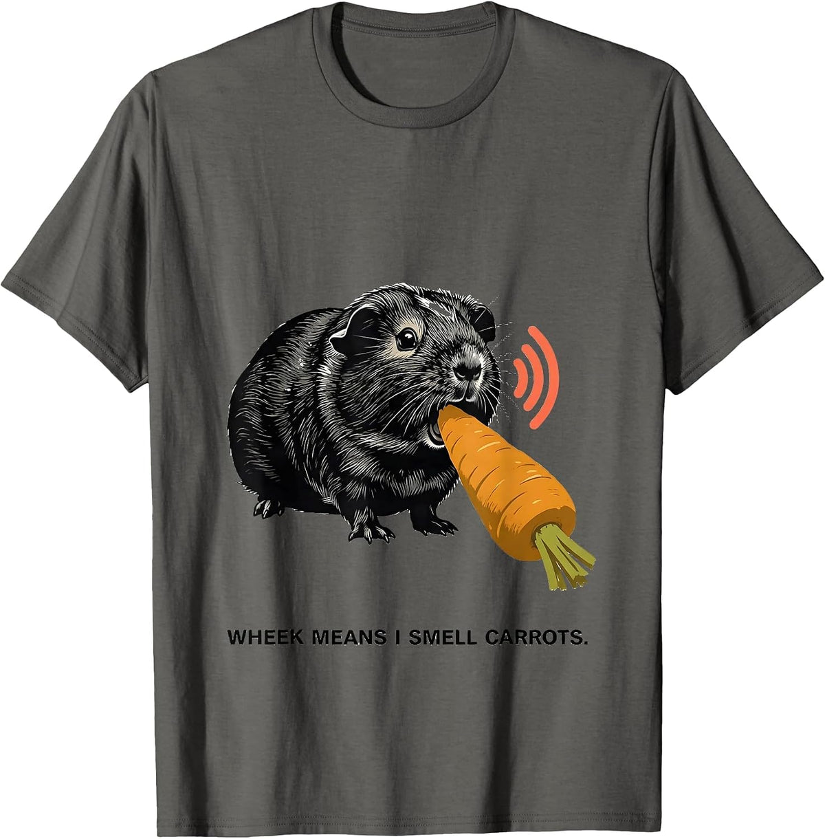 Men's Wheek Means I Smell Carrots Funny Guinea Pig Pet Lover Humor T-Shirt - Asphalt Grey