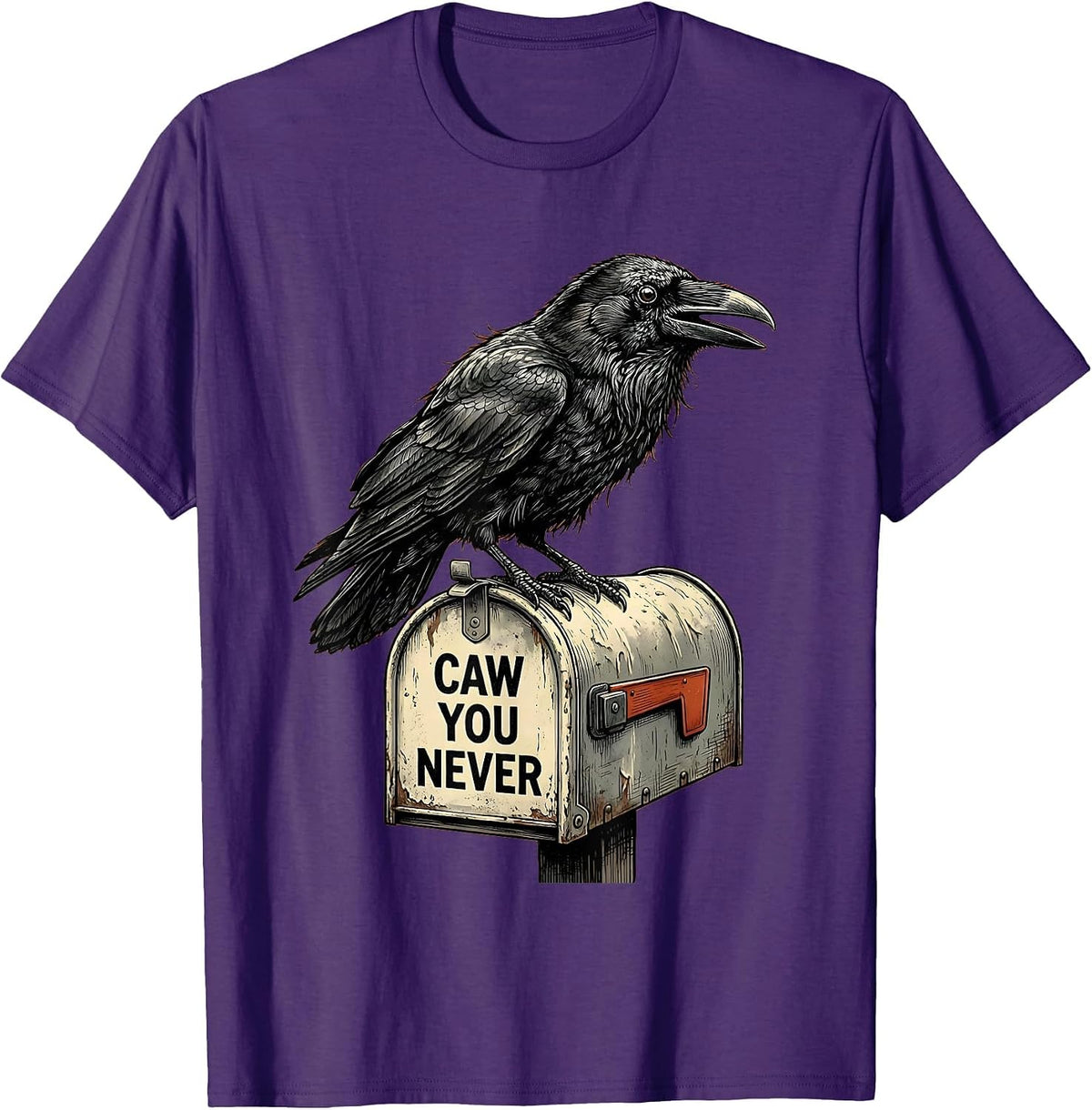 Men's CAW YOU NEVER Funny Crow Meme Bird Lover Humor T-Shirt - Purple