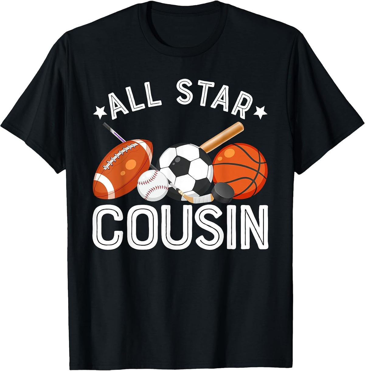 All Star Cousin of The Birthday Boy Basketball Soccer Sport T-Shirt - Black