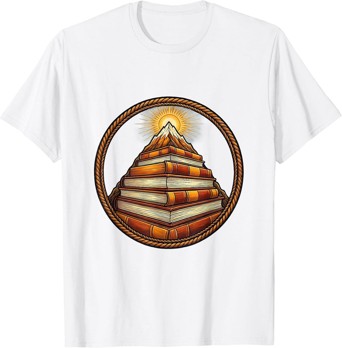 Men's Special Education Teacher Mountain of Books Graphic T-Shirt - White