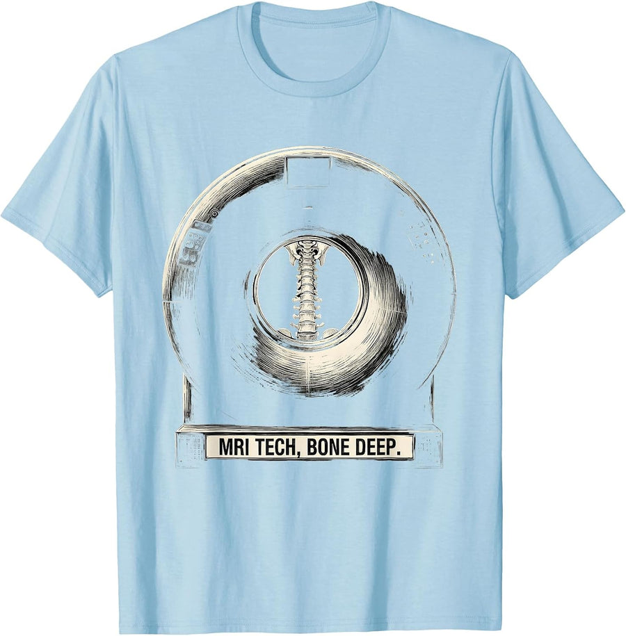 Men's MRI Tech Bone Deep Scratchboard Radiology Technologist Humor T-Shirt - Baby Blue
