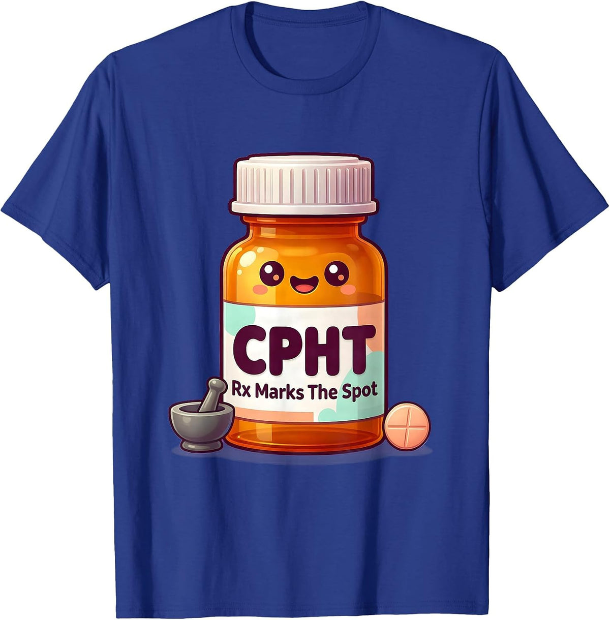 Men's CPhT: Rx Marks The Spot Cute Kawaii Pharmacy Technician Gift T-Shirt - Royal Blue