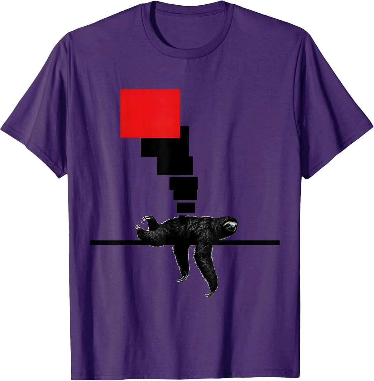 Men's Sloth Silhouette Funny Lazy Humor Sloth Lover Gift T-Shirt - Purple