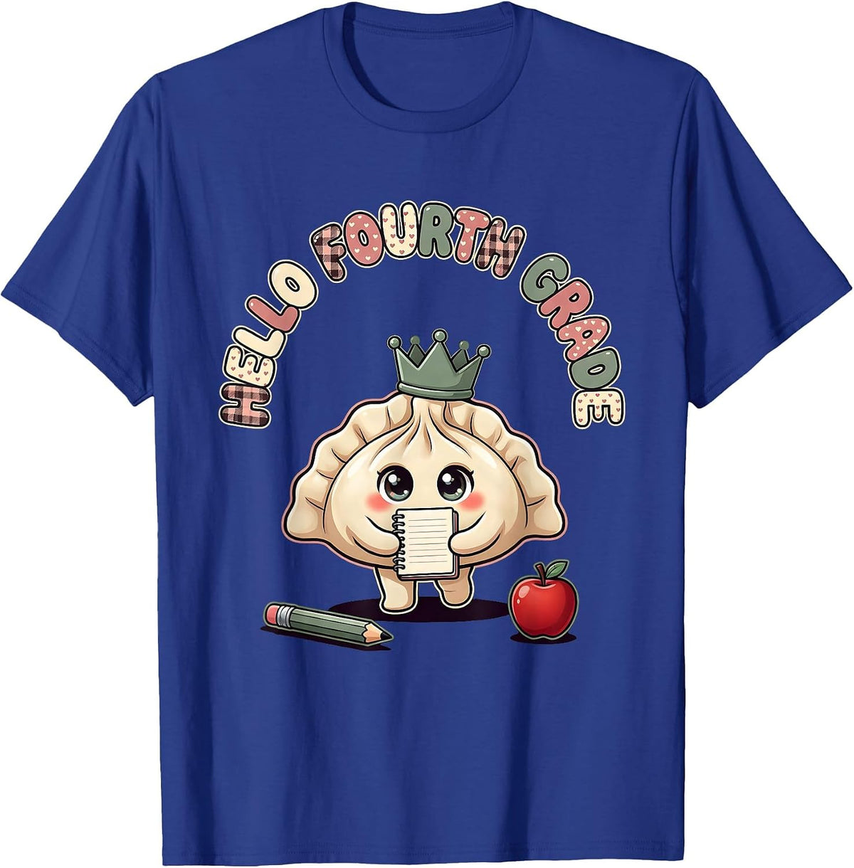 Hello Fourth Grade Cute Kawaii Dumpling Back to School Girl T-Shirt - Royal Blue