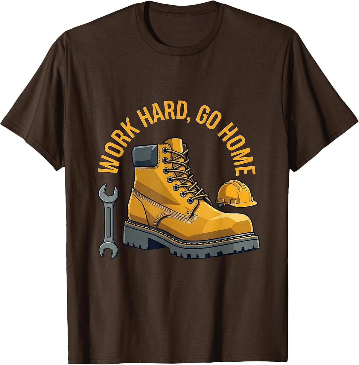 Work Hard Go Home Blue Collar Pride Design T-Shirt - Brown