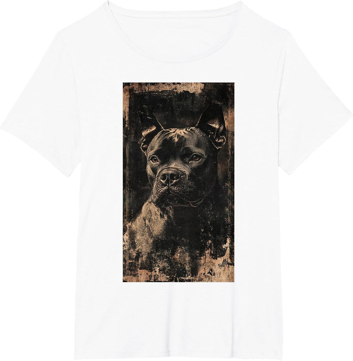 Artwork Pitbull Distressed Dog Lover Pit Bull T-Shirt - White