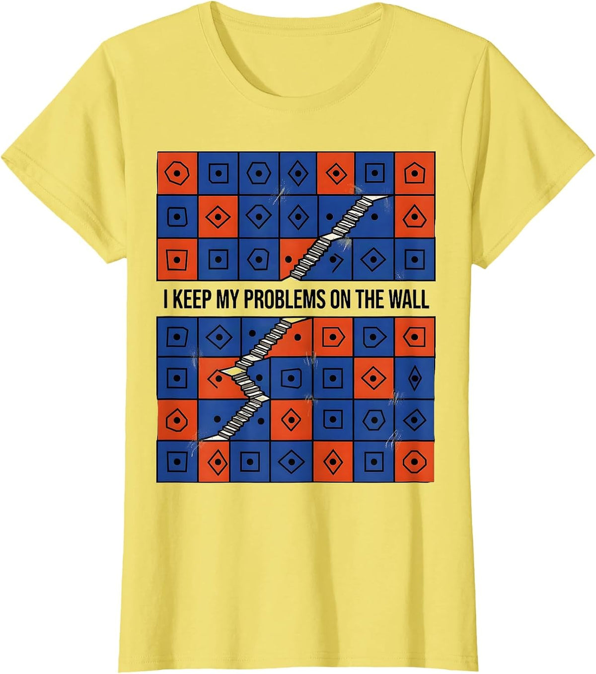 Women's I Keep My Problems On The Wall Funny Rock Climbing T-Shirt - Lemon Yellow