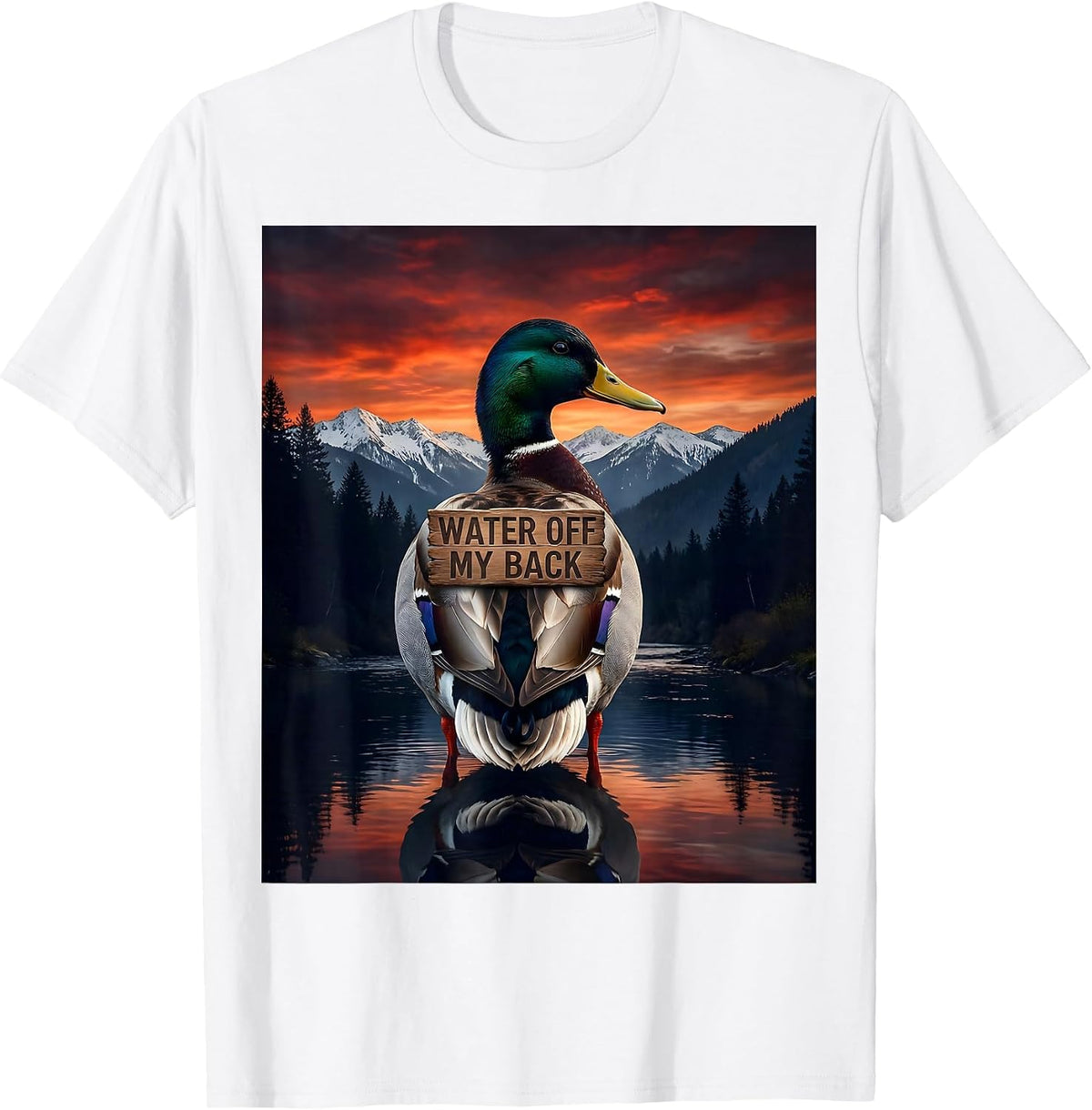 Men's Water Off My Back Carefree Duck Design T-Shirt - White